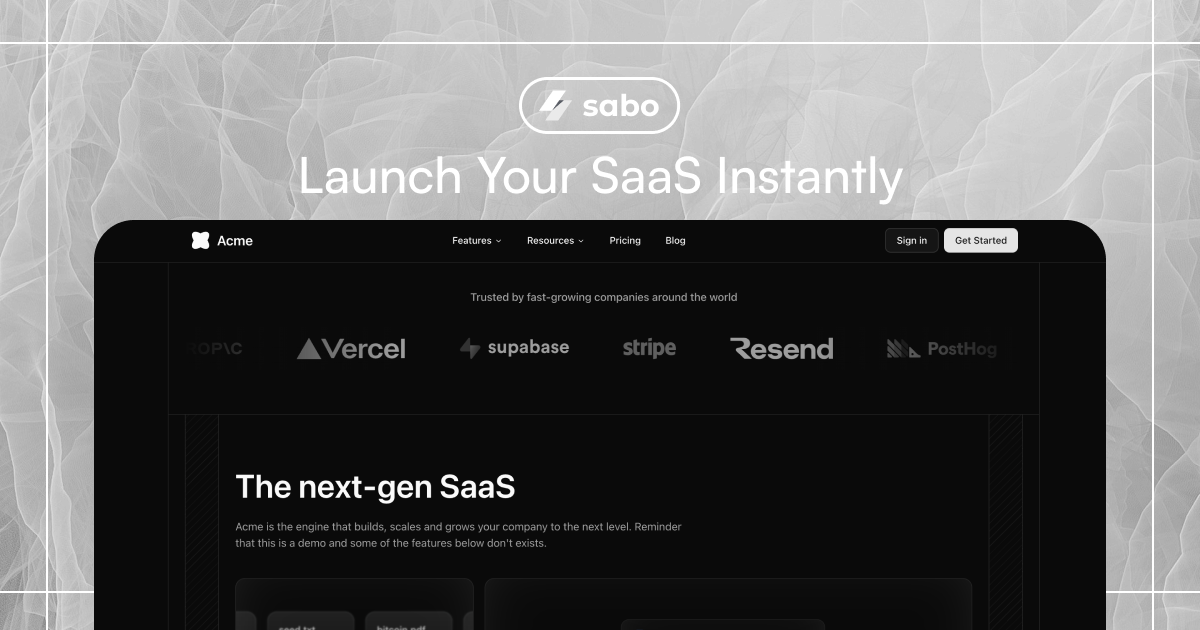 Sabo - Production-Ready Next.js SaaS Boilerplate